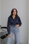 Navy Blue Light Draped Satin Shirt - 3