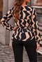 Women's Double Breasted Collar Long Balloon Sleeve Single Jersey Blouse with Side Lace Detail - 2
