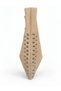 Women's Beige Suede Clutch Bag and Shoulder Bag with Studded Detail and a Zip Detail - 3