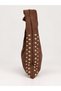 Women's Brown Suede Clutch Bag and Shoulder Bag with Studded Detail and a Zip Detail - 4