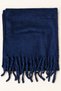 Women's Navy Blue Plain Large Size Shawl 180X65 cm Soft Textured Twisted Tassel Winter Shawl Scarf – Shoulder Shawl - 2
