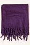 Women's Plum Purple Plain Large Size Shawl 180X65 cm Soft Textured Twisted Tassel Winter Shawl Scarf – Shoulder Shawl - 2