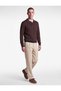 Long Sleeve Viscose Blended Buttoned Polo Collar Knit Sweater - 3