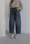 Dark Blue Rope Belted Mom Jeans - 3
