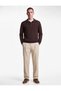 Long Sleeve Viscose Blended Buttoned Polo Collar Knit Sweater