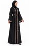 Abaya with Contrasting Details and Belt |   Contrast Trim Belted Abaya - 2