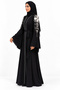 Abaya with Shoulder and Belt Decorations |   Shoulder Motif Belted Abaya - 3