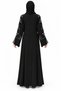 Abaya with Floral Embellishments and Open Sleeves |   Botanical Split Cuff Abaya - 4