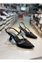 Serrace Material Embellished -Heeled Elegant Shoes with Rhinestones