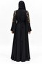 Abaya with Shoulder and Belt Decorations |   Shoulder Motif Belted Abaya - 4