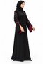 Abaya with Floral Embellishments and Open Sleeves |   Botanical Split Cuff Abaya - 2