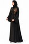 Abaya with Floral Embellishments on the Shoulders |   Floral Shoulder Belted Abaya - 3