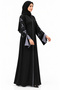 Abaya with Floral Embellishments and Open Sleeves |   Botanical Split Cuff Abaya - 2