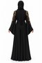 Abaya with Shoulder and Belt Decorations |   Shoulder Motif Belted Abaya - 4