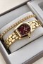 Original Women's Watch - 3 Atm Water Resistant - Gold Burgundy Color Steel Band - Japanese Movement - 2 Year Warranty - Gift Wristwatch with Stylish Box Hmby2085C1 - 6