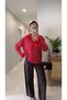 Tomles Red Striped Polo Collar Knitwear - 3