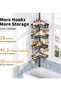 Corner Shower Caddy Tension Pole, 4-Tier No Drill Bathroom Corner Shelf, Rustproof Metal Adjustable - 5