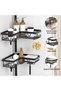 Corner Shower Caddy Tension Pole, 4-Tier No Drill Bathroom Corner Shelf, Rustproof Metal Adjustable - 4