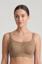 Women's Light Brown Plus Size Gathering Bra Without Underwire Seamless Tulle Detailed Padded Bra