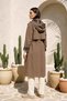 Hooded Trench Coat with Snap Fasteners and Zipper Detail on the Front 6067 Brown - 4