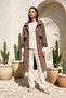 Hooded Trench Coat with Snap Fasteners and Zipper Detail on the Front 6067 Brown - 3
