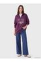Purple Printed Women's Thick Sweatshirt Tunic - 2