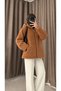 Hooded Zippered Velsoft Jacket - Camel (Os) - 2