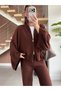 Brown Bat Sleeve Double Zipper Knitwear Set - 2110