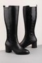 Women's Genuine Leather Wide Ankle Boots Anl.3473 Black Honeycomb - 4