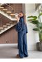 Indigo Bat Sleeve Double Zipper Knitwear Set - 2110 - 4