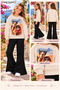 Winter, Spring, and Autumn Girls' Black Spanish Flared Bottoms and Beige Sweat Top - 2