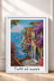 Tutti Al Mare and Begonvilli Coastal Street Framed Painting Italy Poster Wall Decor Itp057 - 3