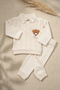 Baby Boy Cream Ecru Teddy Bear Embroidered 2-Piece Set |   100% Cotton, Polo Collar, Stylish and Comfortable Baby Com. - 6