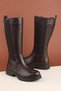Women's Genuine Leather Elastic Side Lightweight Sole Comfortable Boots Anl.3305 Brown - 8