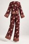 Burgundy Floral Satin Woven Pajama Set - 3