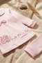 Mila Bebe Collared Ribbed Cotton Pink Baby Girl Set - 2-Piece Top and Bottom Set with Hedgehog and Bow Detail - 5