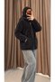 Hooded Zippered Velsoft Jacket - Black (Es) - 2