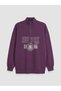Purple Printed Women's Thick Sweatshirt Tunic - 5