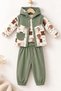 Baby Boy Set Hooded Teddy Bear Patterned 3-Piece Set - 3