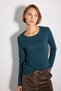 Round Neck Cotton Knitted Blouse - Green - 3