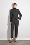 Striped Carrot Cut Belted Trousers - Anthracite - 3