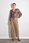 Ribbed Stitched Belted Carrot Pants - Beige