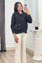 Women's Winter Anthracite Velour Zippered Turtleneck Knit Sweater 20286 - 3
