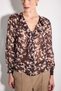 Flounced Patterned Chiffon Blouse - Brown - 4