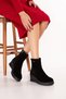 Women's Genuine Leather Non-Slip Sole Padded Heel Boots Nhr.341 Black Suede - 8