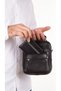 Men's Black Steel Case Genuine Leather Hand and Shoulder Bag Medium Size with Adjustable Strap - 7