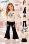 Winter, Spring, and Autumn Girls' Black Spanish Flared Bottoms and Beige Sweat Top - 2