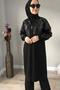 Silver Sequin Detailed Zippered Black Tracksuit Set - 4