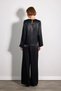 Pile Detailed Long Sleeve Satin Blouse - Black - 6