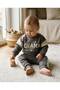 6-24 Months Baby Boy Winter Double Set – 3 Threaded Printed Sweatshirt and Striped Sweatpants Newborn Baby Boy Set - 2